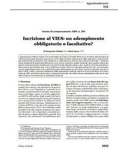 Articolo Il Fisco: "Iscrizione al VIES: adempimento obbligatorio o facoltativo?"