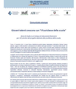 Giovani talenti crescono con "I Fuoriclasse della scuola" - comunicato della premiazione
